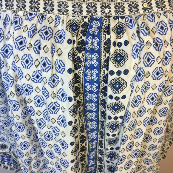 Like new! Caffe Marrakesh Blouse Top 3X Blue Sequins Square Neck Peasant Rayon - Picture 15 of 16
